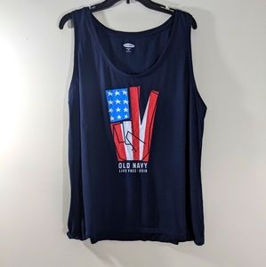 Old Navy Tank Top Live Free XXL USA Flag